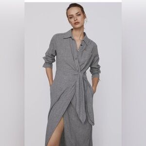 Zara Limited Edition Knotted Dress Gray 8397/528 Size M